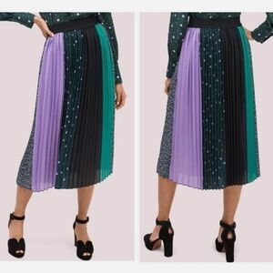Kate Spade New York Pop Dots Pleated Mixed-Print Midi Skirt (Size M)